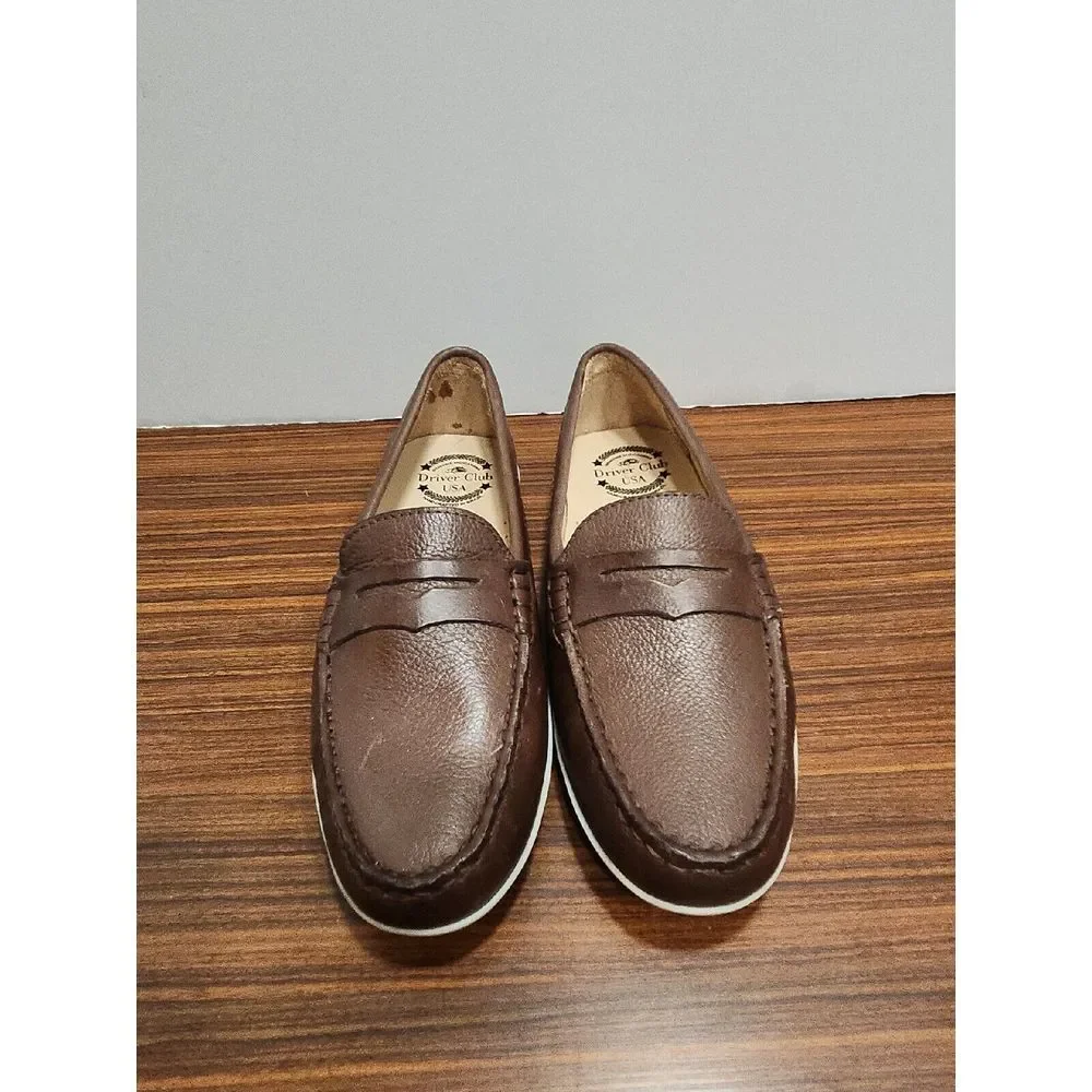 Driver Club USA Unisex-Child Leather Loafer Naples Brown size 2 US NWOB
